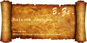 Balczek Zselyke névjegykártya